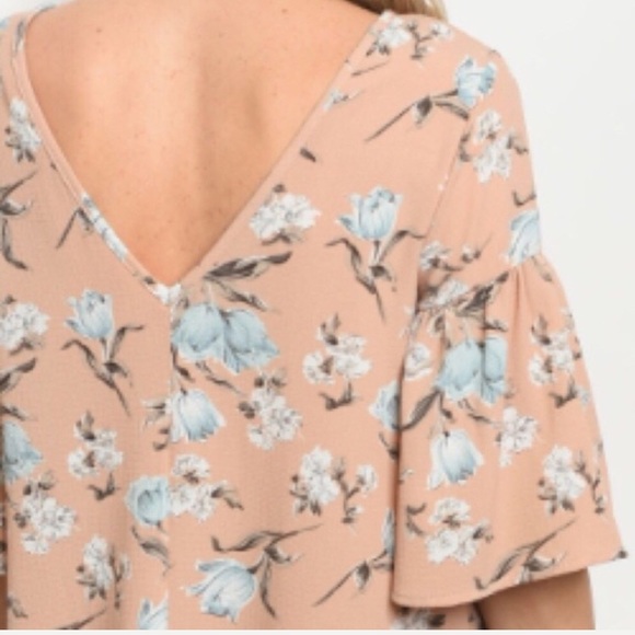 Peach Floral Print Shift Dress - Picture 7 of 8